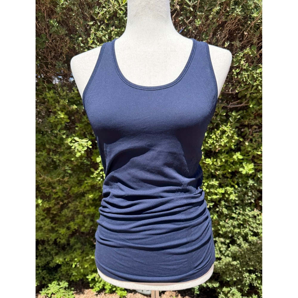 Athleta Speedlight Seamless Navy Blue Ruched Racerback Tank Top XS